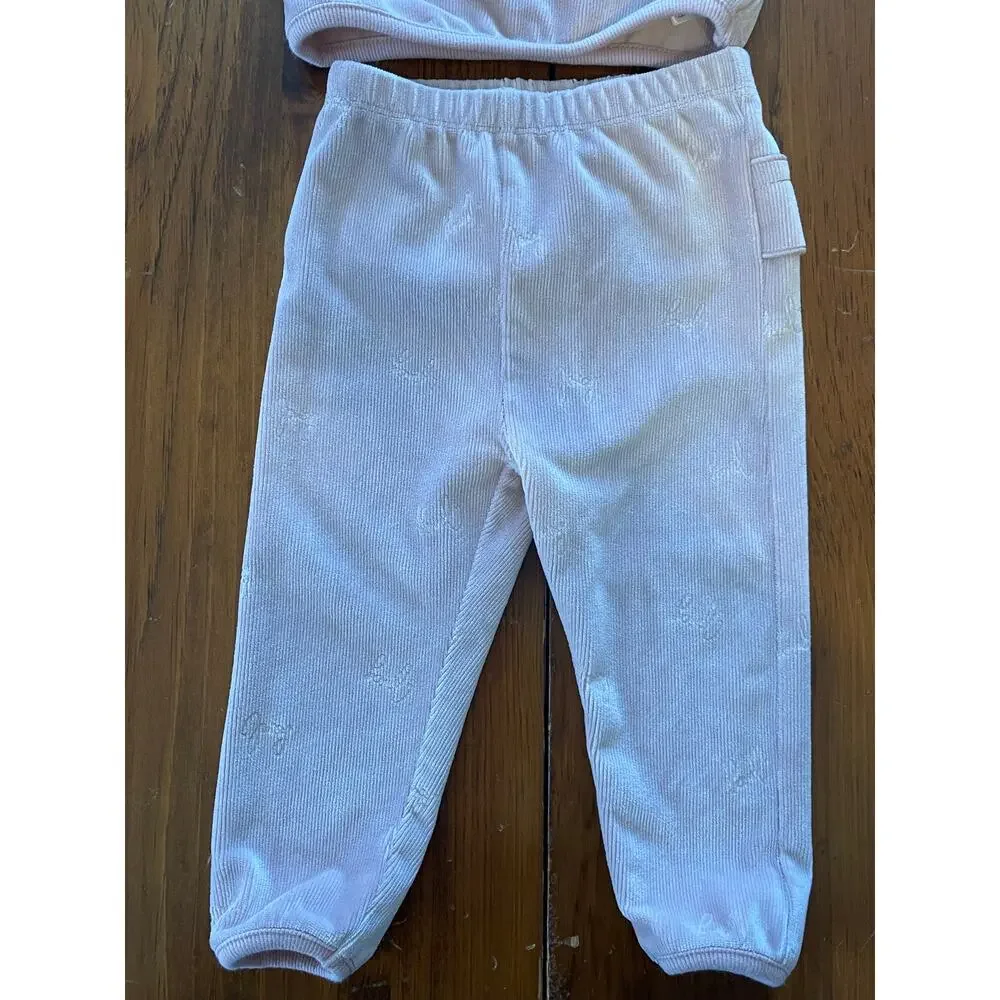 Juicy Couture Kids 12 M ​Baby Girls 2 Piece Logo Velour Jogger Set Pink Stretch - Picture 15 of 15